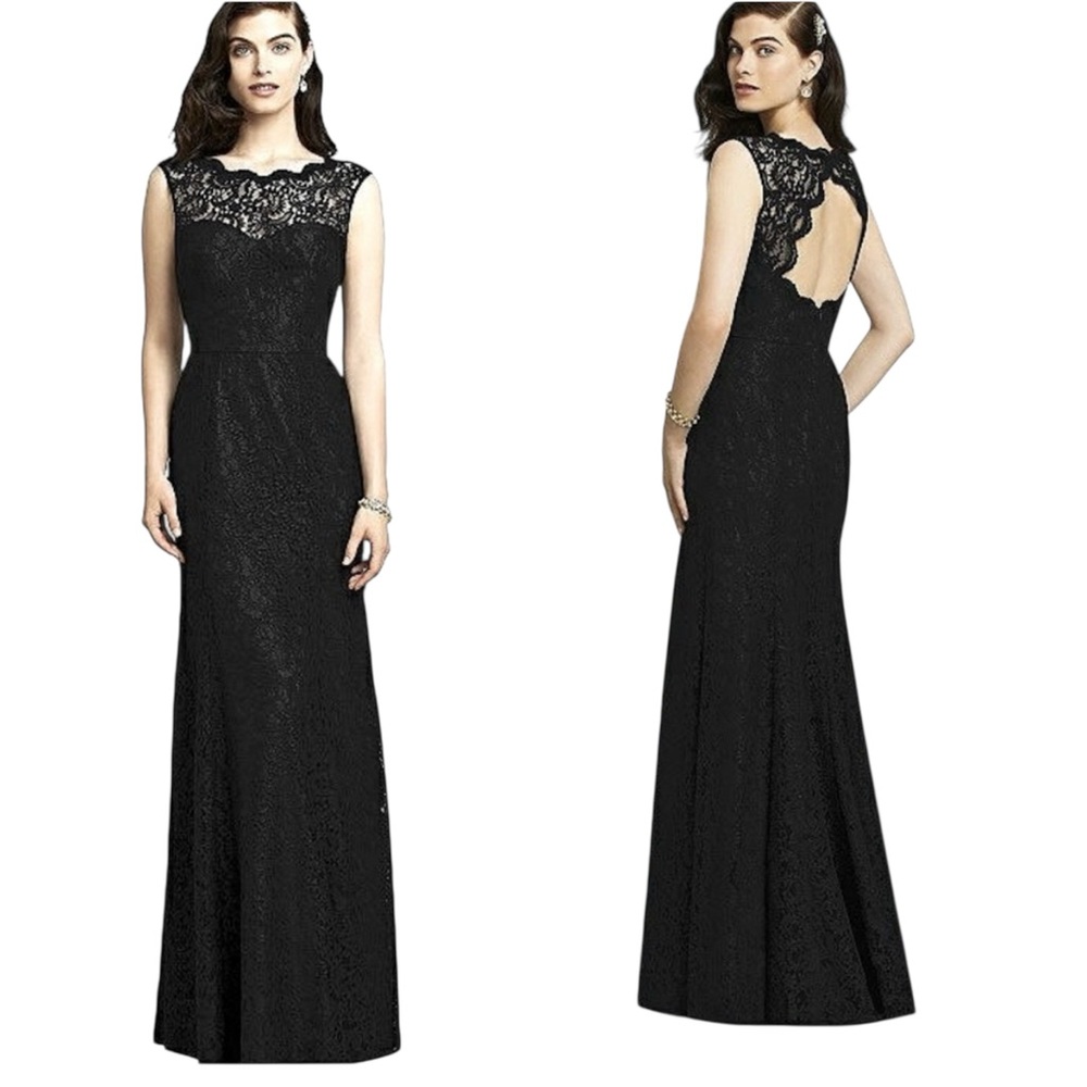 DESSY COLLECTION 2950 Black lace maxi dress NWOT